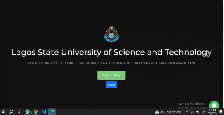 LASUSTECH Admission Screening 2023/2024