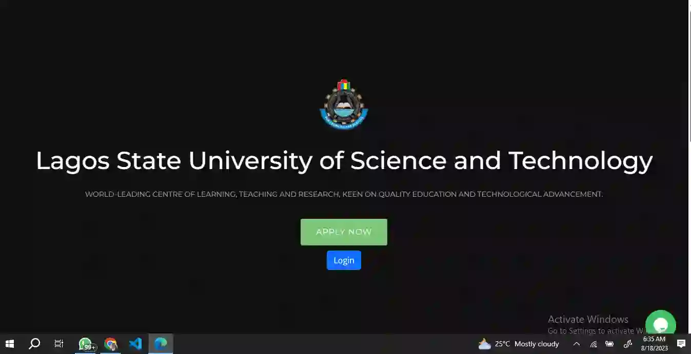 LASUSTECH Admission Screening 2023/2024