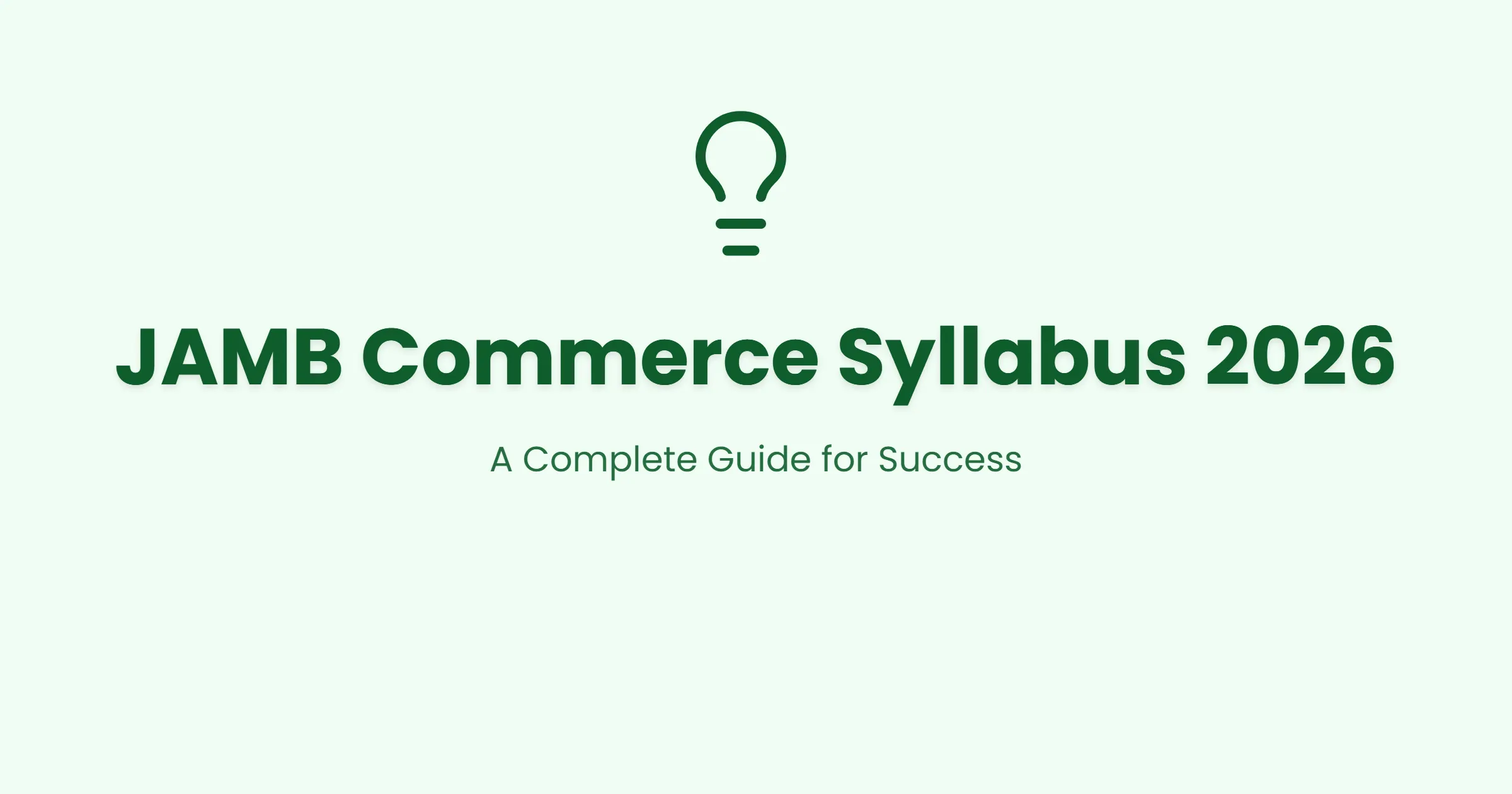 JAMB COmmerce SYllabus 2026