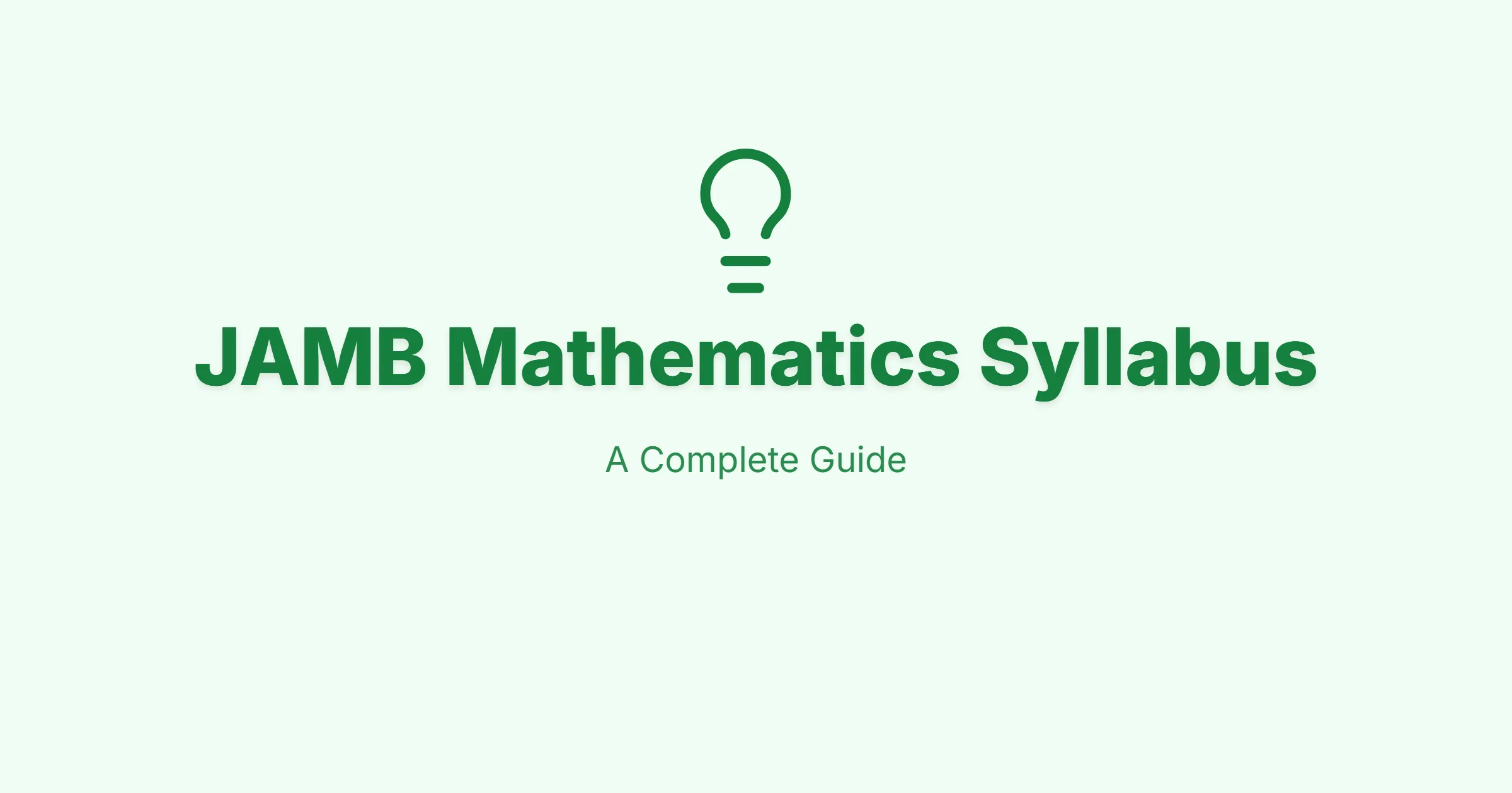 JAMB Mathematics Syllabus 2026